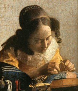 Lady Writing a Letter with Her Maid (detail)