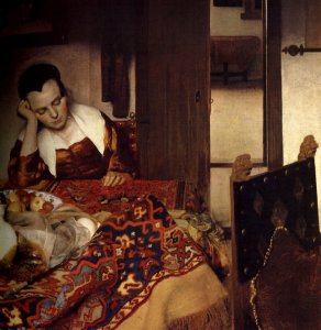 A Woman Asleep at Table (detail-4) c. 1657